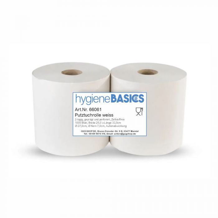 Putztuchrolle weiß 26,0 x 33,0cm 1000 Blatt 2-lagig